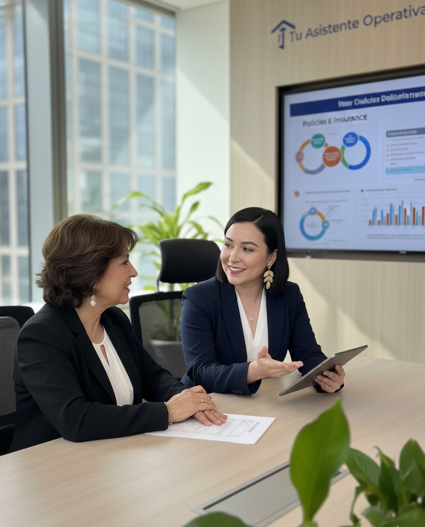 Mujer de negocios profesional atendiendo clientes